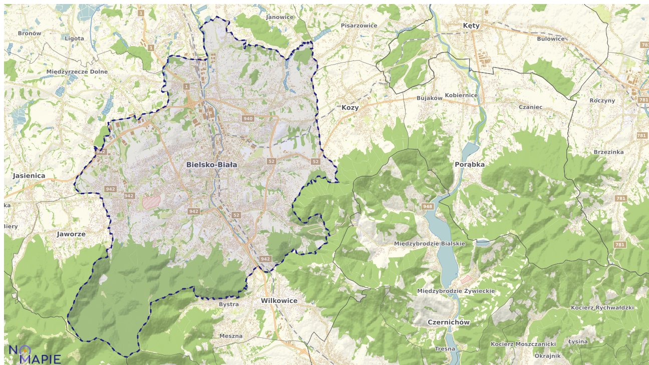 Mapa obszarów ochrony przyrody Bielska-Białej