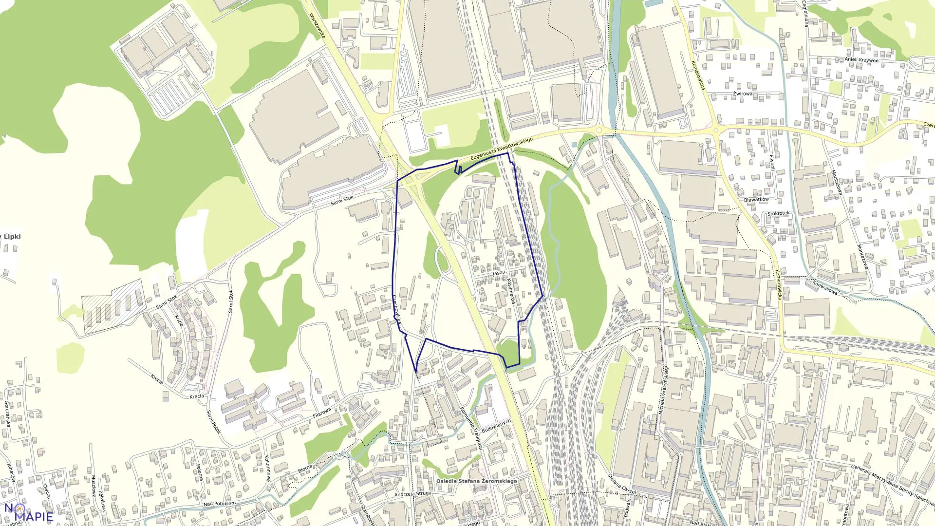 Mapa obrębu Dolne Przedmieście 15 w mieście Bielsko-Biała