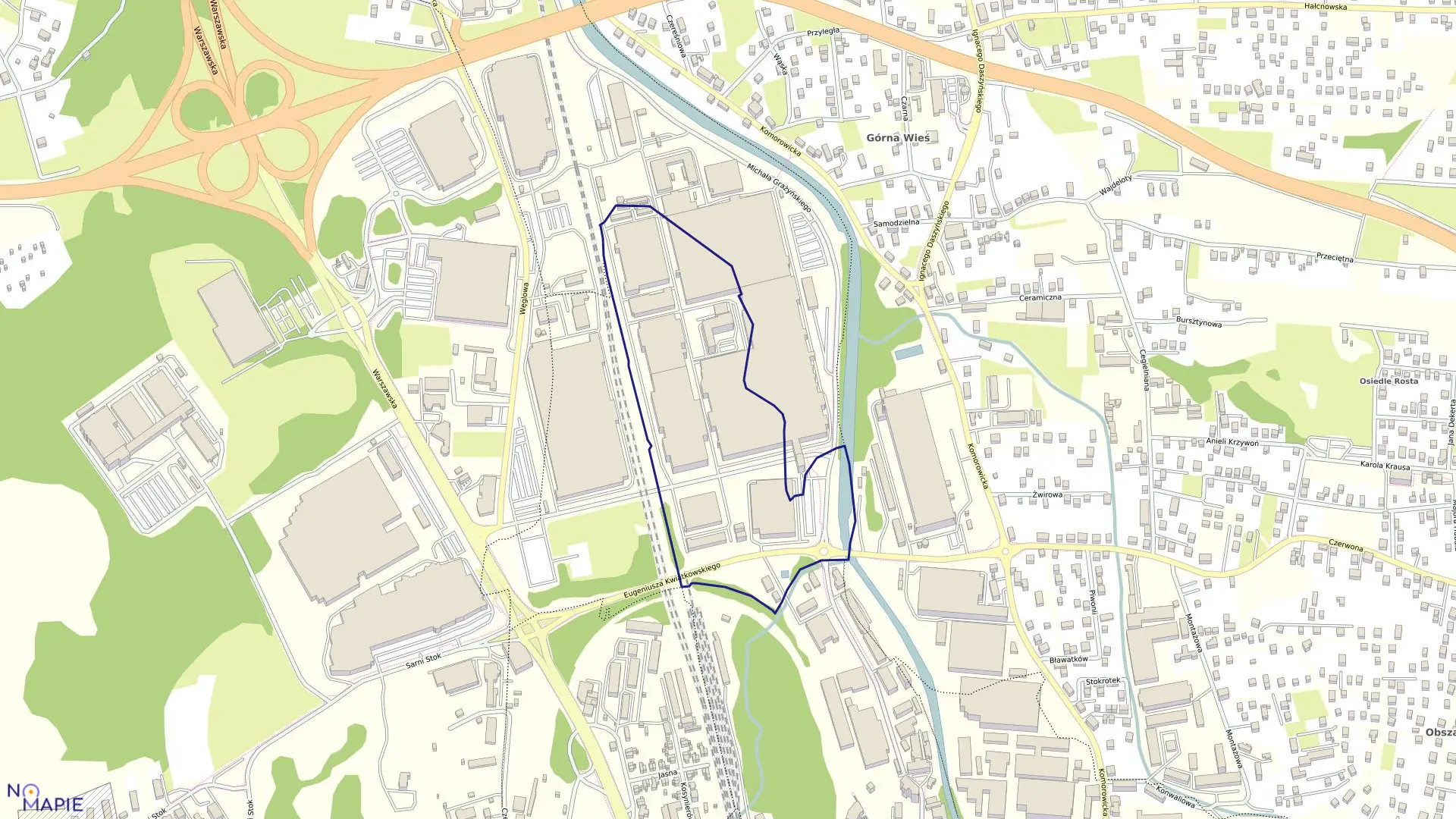 Mapa obrębu Dolne Przedmieście 17 w mieście Bielsko-Biała