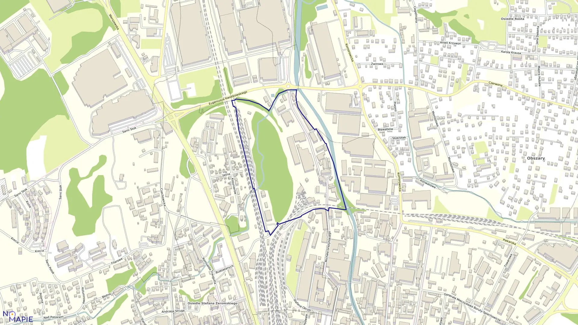 Mapa obrębu Dolne Przedmieście 18 w mieście Bielsko-Biała