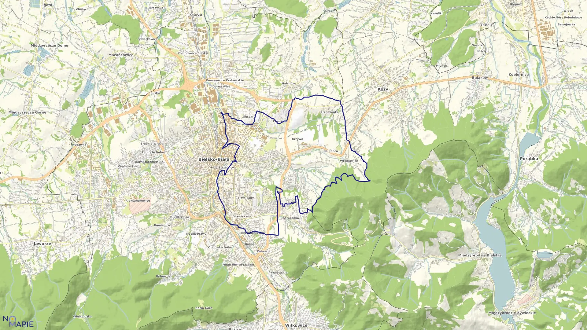 Mapa obrębu Lipnik w mieście Bielsko-Biała