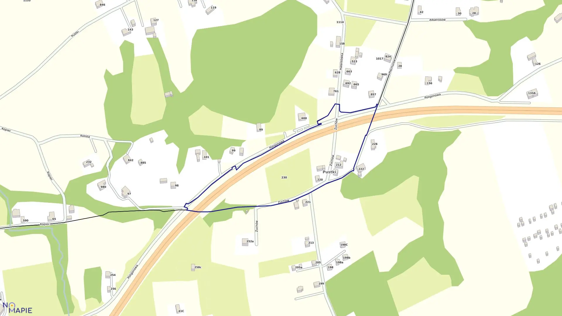 Mapa obrębu Mazańcowice w mieście Bielsko-Biała